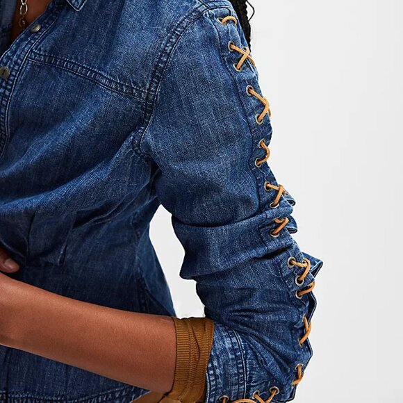 NEW Lala Lace Button Down denim for women - Picture 3 of 5